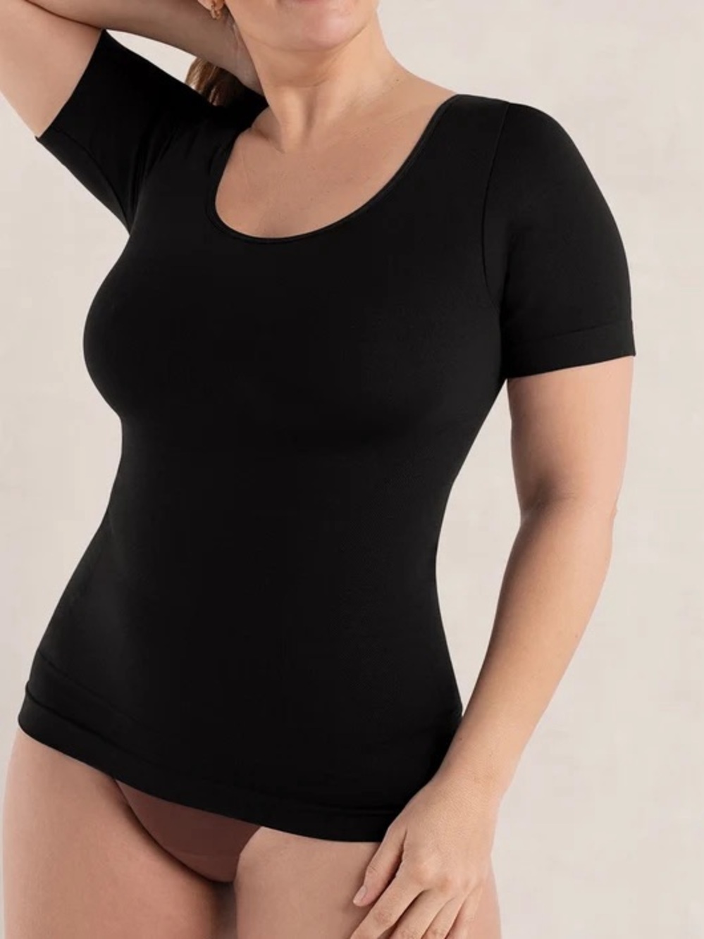 Shapermint Black Essentials All Day Every Day Short Sleeve Shaping T-Shirt Sz XL